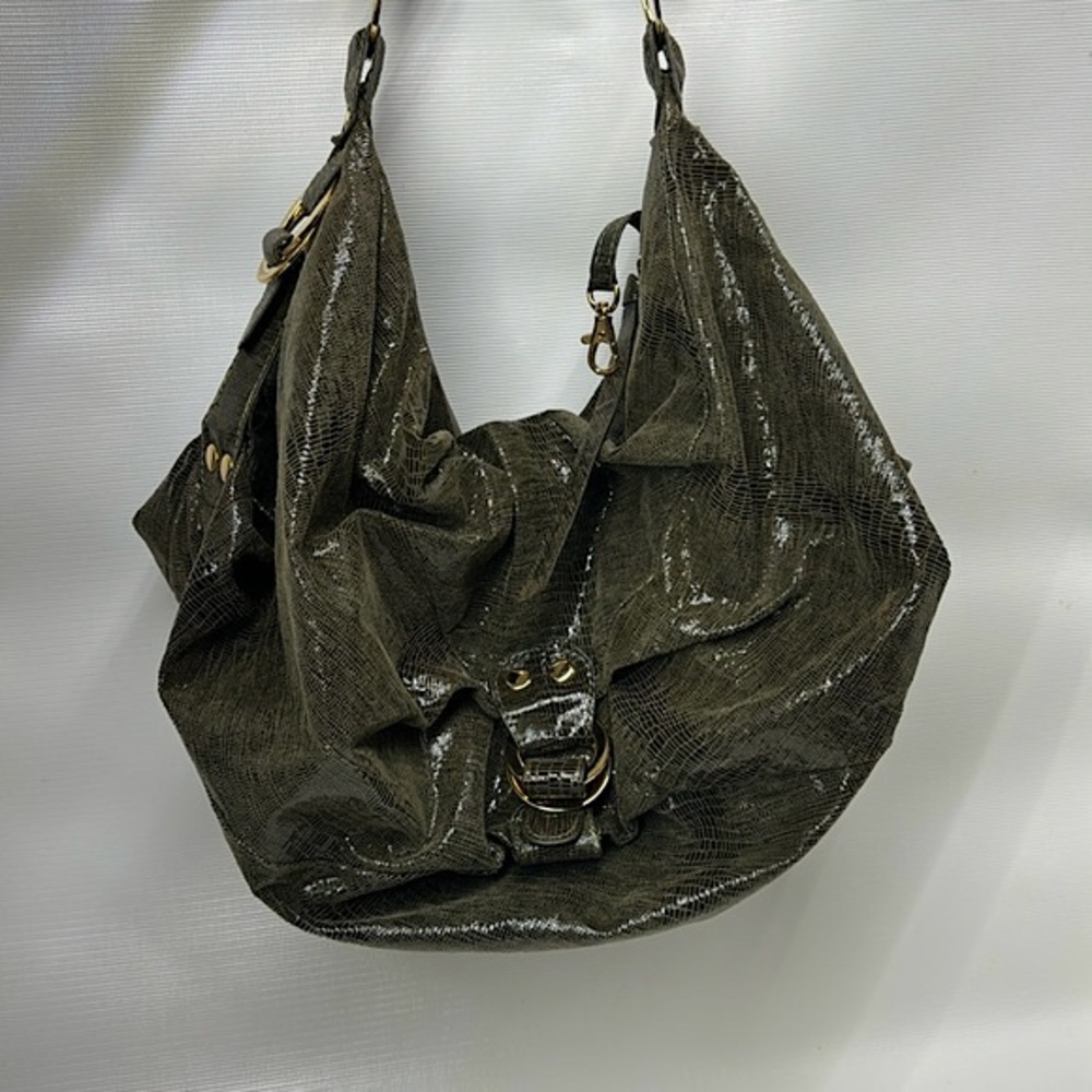 Helena De Natalio “Sofi” Snake Embossed Leather Hobo